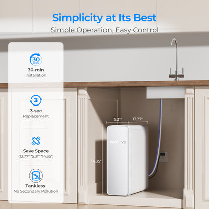 Reverse Osmosis System, 600GPD Tankless Reverse Osmosis Water Filter, 8 Stage Filtration Under Sink RO System, 2.5:1 Pure to Drain, Filter Life Monitor, RO&Filtered Water Options