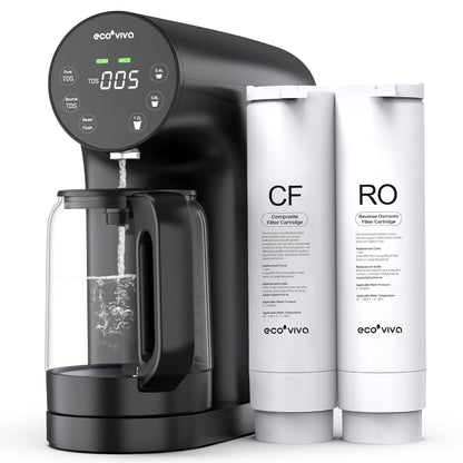 Countertop Reverse Osmosis System RO Water Filter, 5-Stage Filtration, Real-time TDS Monitor, 3:1 Pure to Drain, Zero-Installation Portable Water Purifier